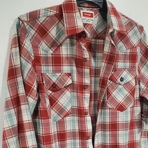 Wrangler Red and White Plaid Shirt